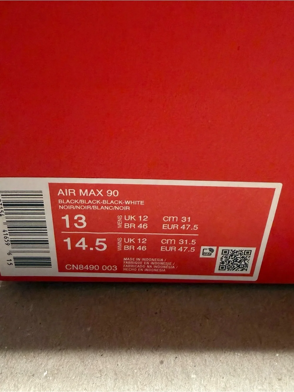 Nike Air Max 90 Triple Black Mens sz 13 Running Shoes NEW!